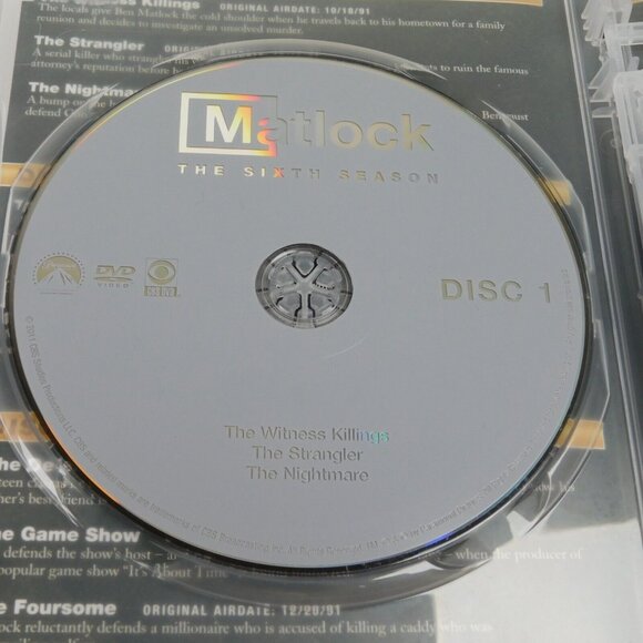 Matlock 1991 6th Season 6 DVD Set 2011 Crime Drama Andy Griffith Nancy Stafford - Picture 3 of 10